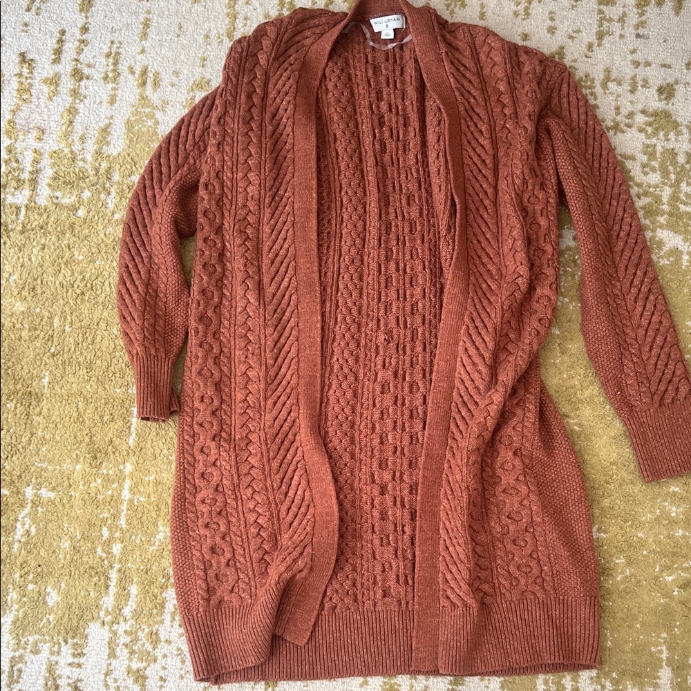 Nili Lotan Terracotta Cable Knit Cardigan